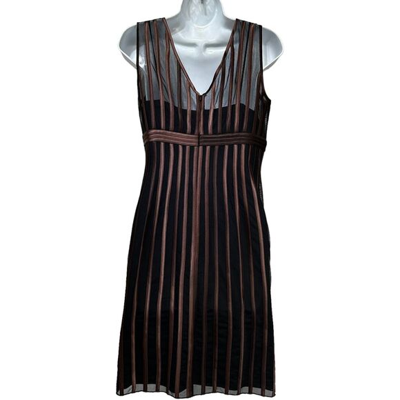 JS collections Black Brown Sheer Cocktail Dress size 6 - Picture 3 of 8